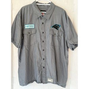 NFL Brand Carolina Panthers Short Sleeve Pinstripe Button Shirt Men's 3XL